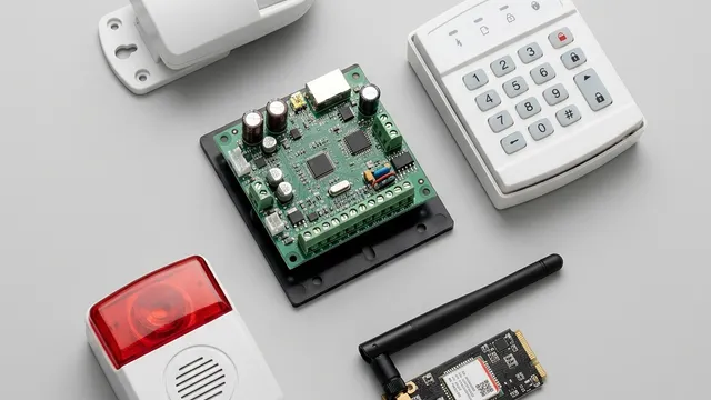 The five components of a burglar alarm system; detector, panel, keypad, siren and communicator; working together to protect a Singapore property