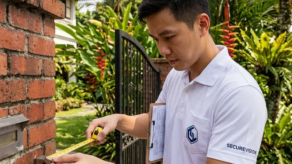 Access control keypad and card reader at the side gate of a Singapore landed home