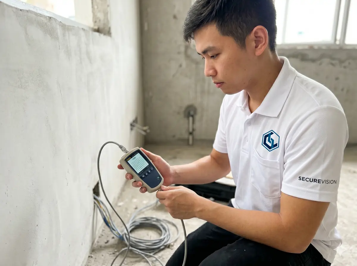 A handheld network cable tester displaying a wire map test result with all eight conductors correctly mapped