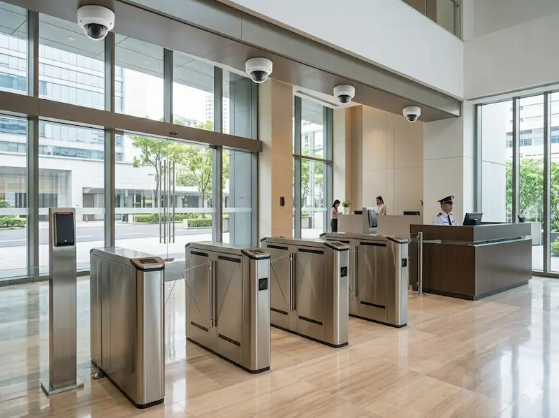 Commercial building turnstile and lift access control Singapore