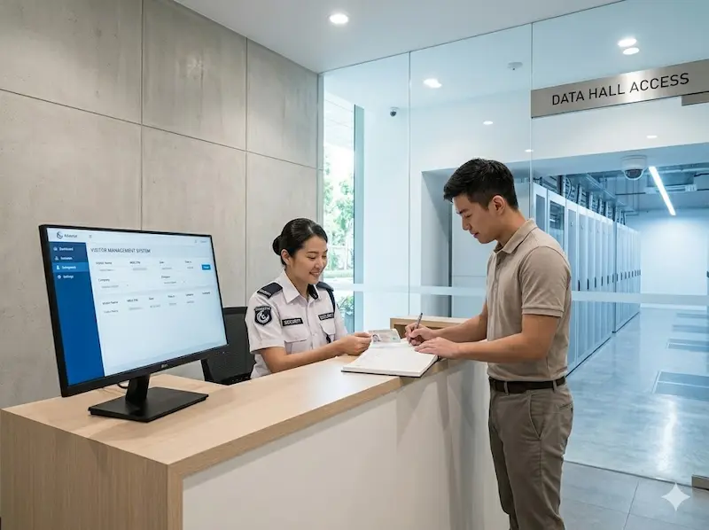 Data centre visitor management and reception log Singapore
