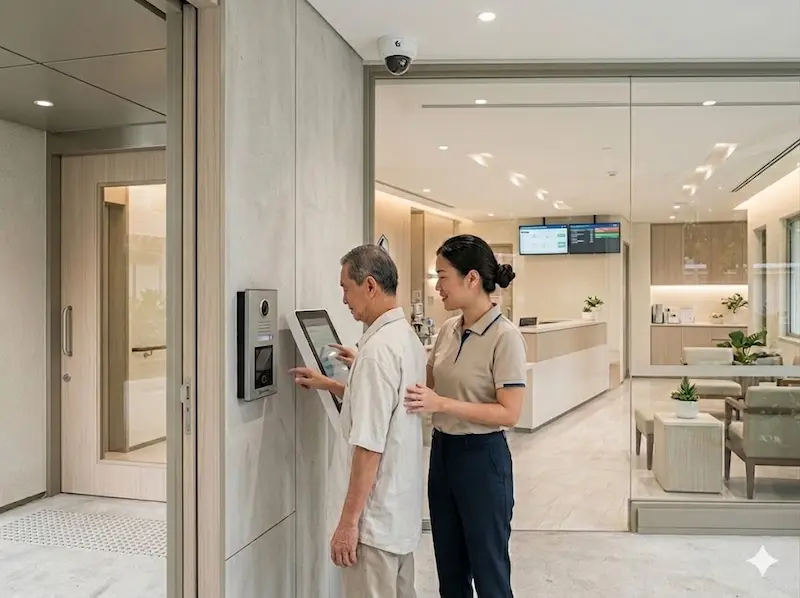 Day care specialist centre carer alert and visitor management Singapore